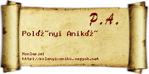Polányi Anikó névjegykártya
